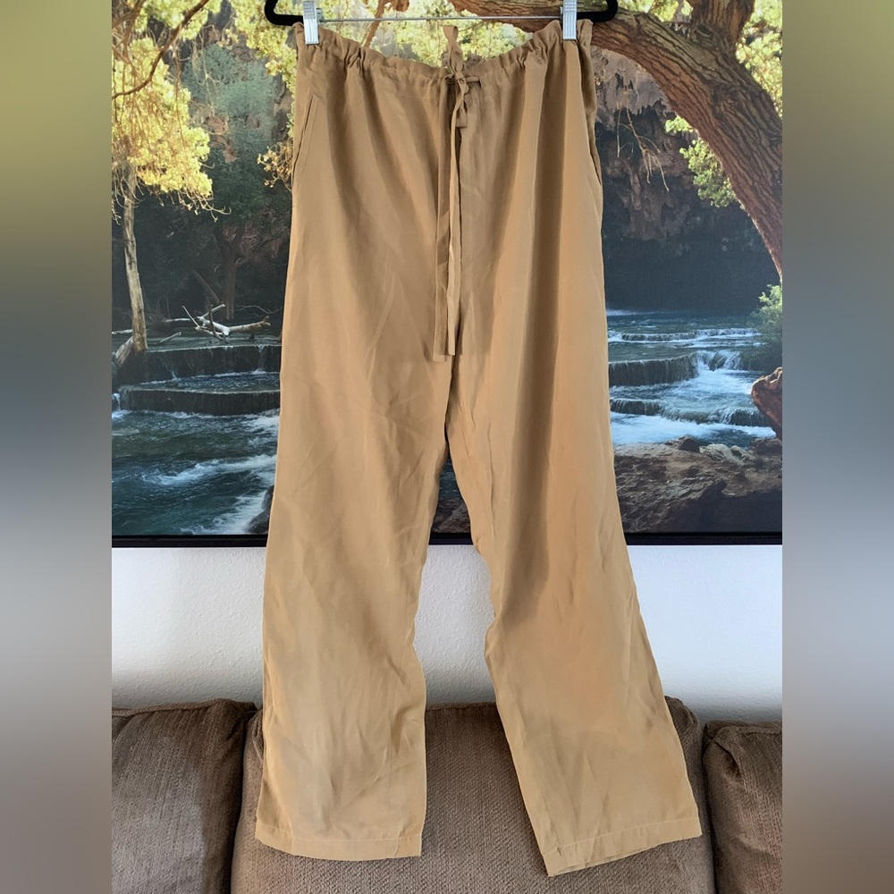 DONNA KARAN New York Wide Leg High Rise 100% Silk Pants